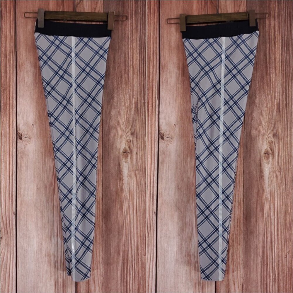 Ultracor Womens Size XS Ultra Plaid Plaid Stitch Ban Misty Gray Blue Leggings - Picture 2 of 12